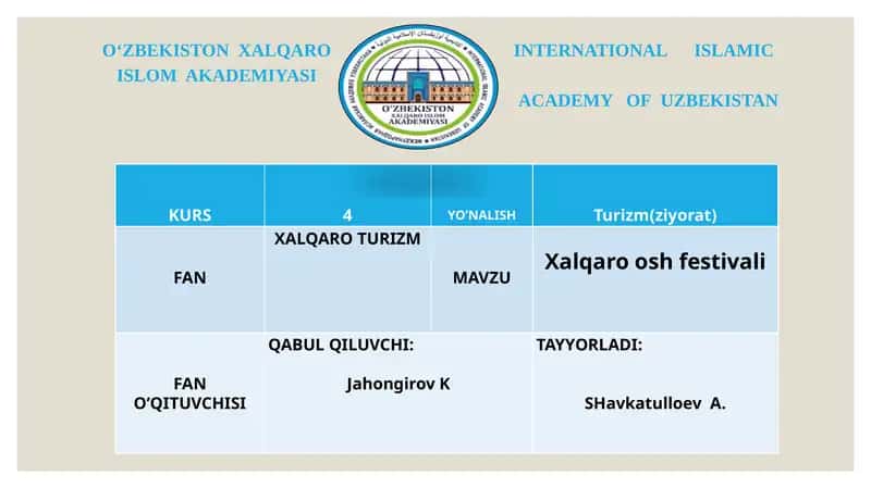 XALQARO OSH FESTIVALI. 1