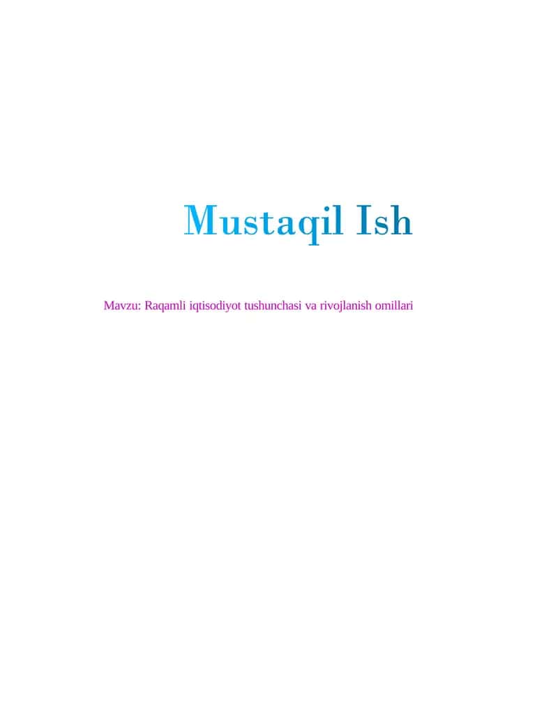 Raqamli iqtisodiyotning rivojlanishi 1