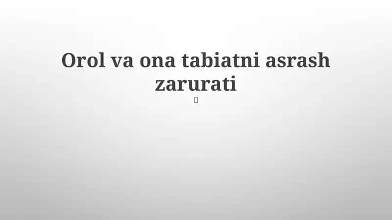 Orol va ona tabiatni asrash zarurati 1