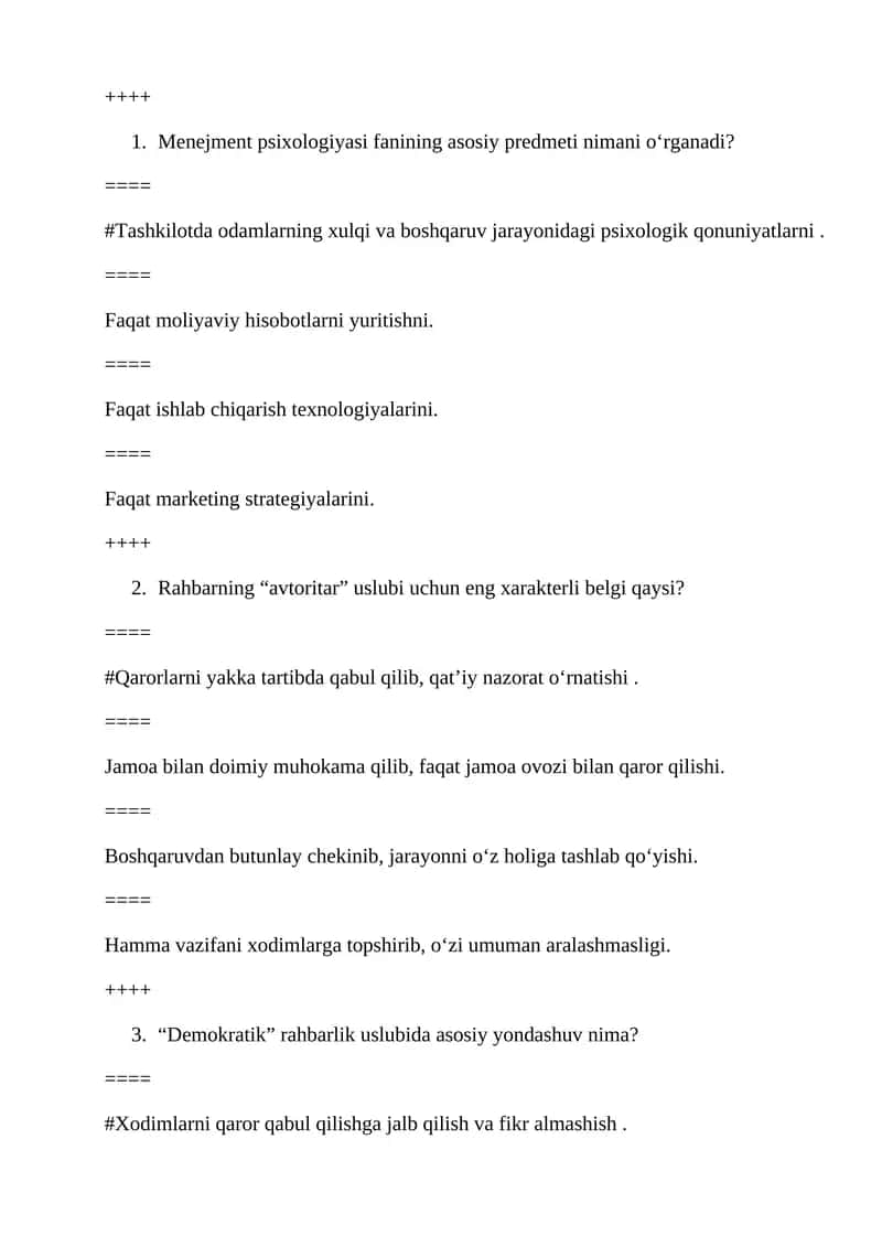 Menejment psixologiyasi fanining asosiy predmeti 1