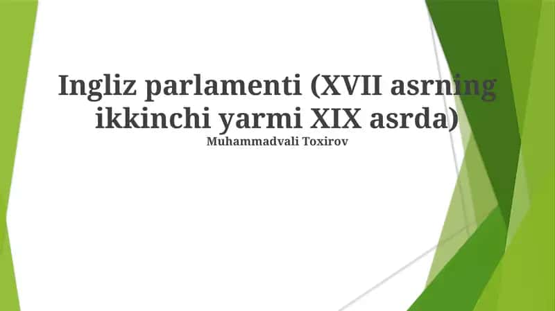 Ingliz parlamenti (XVII asrning ikkinchi yarmi XIX asrda) 1