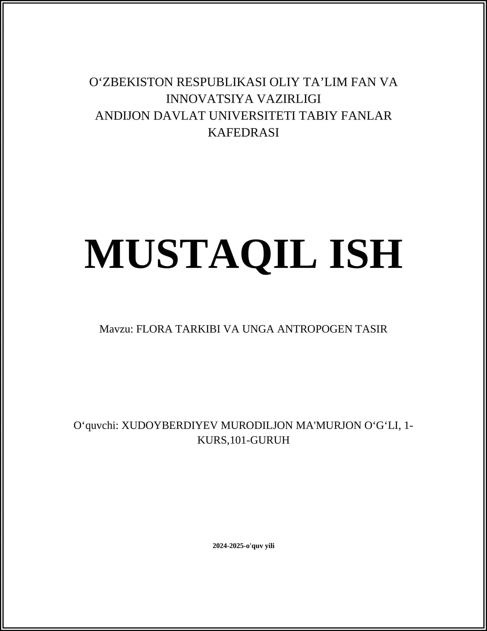 FLORA TARKIBI VA UNGA ANTROPOGEN TASIR 1