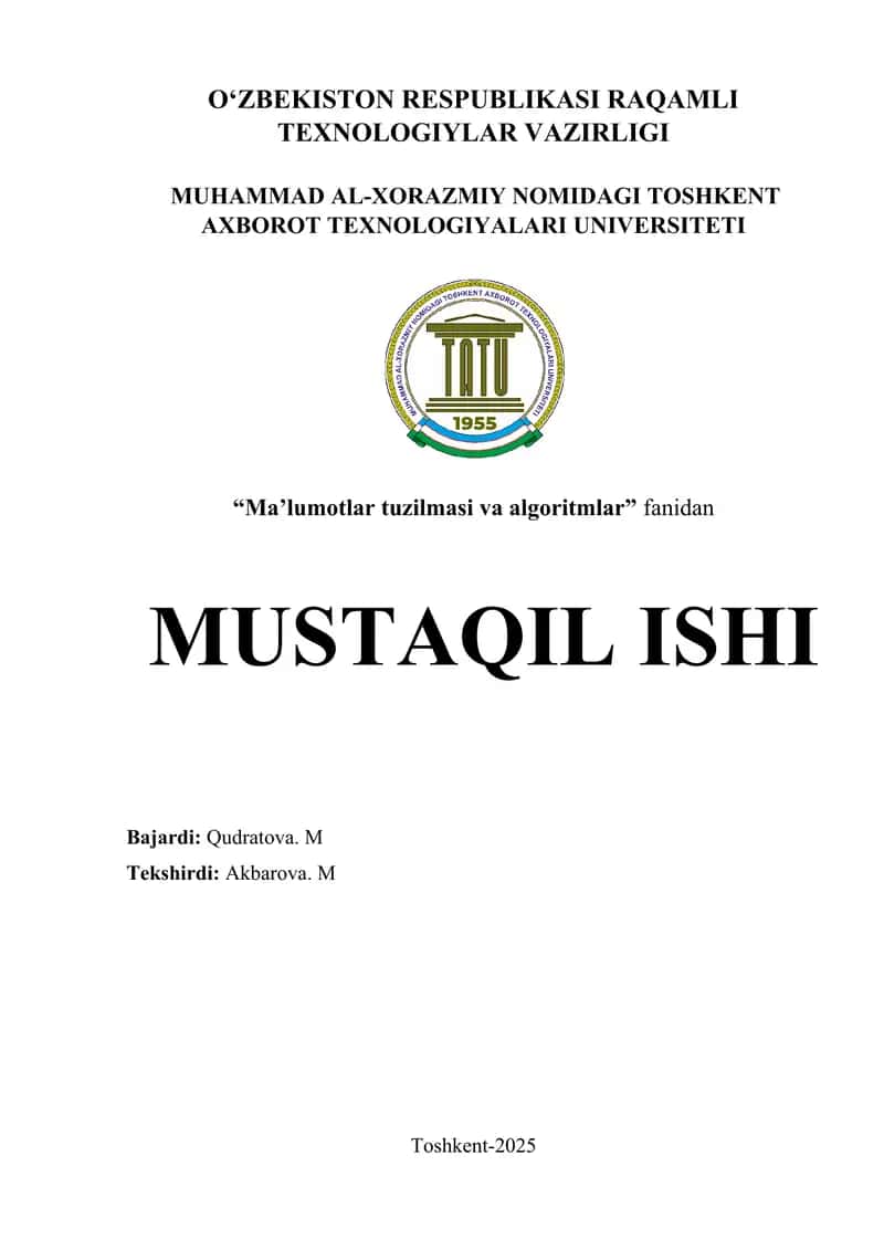 Statik ma'lumotlar tuzilmalari 1