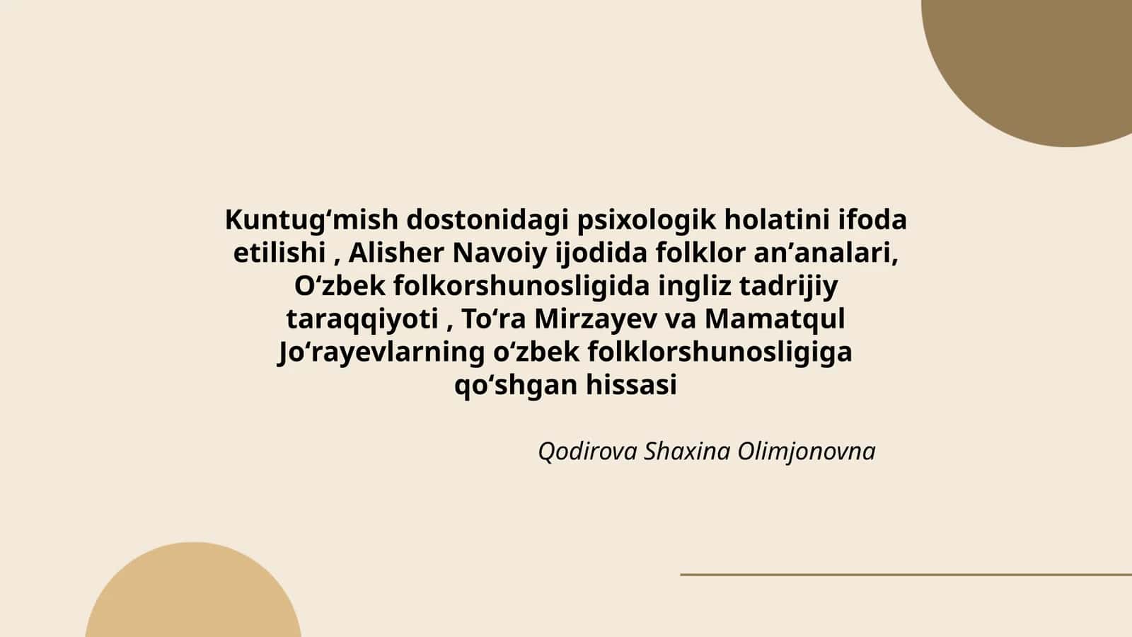 Kuntugʻmish dostonidagi psixologik holatini ifoda etilishi 1