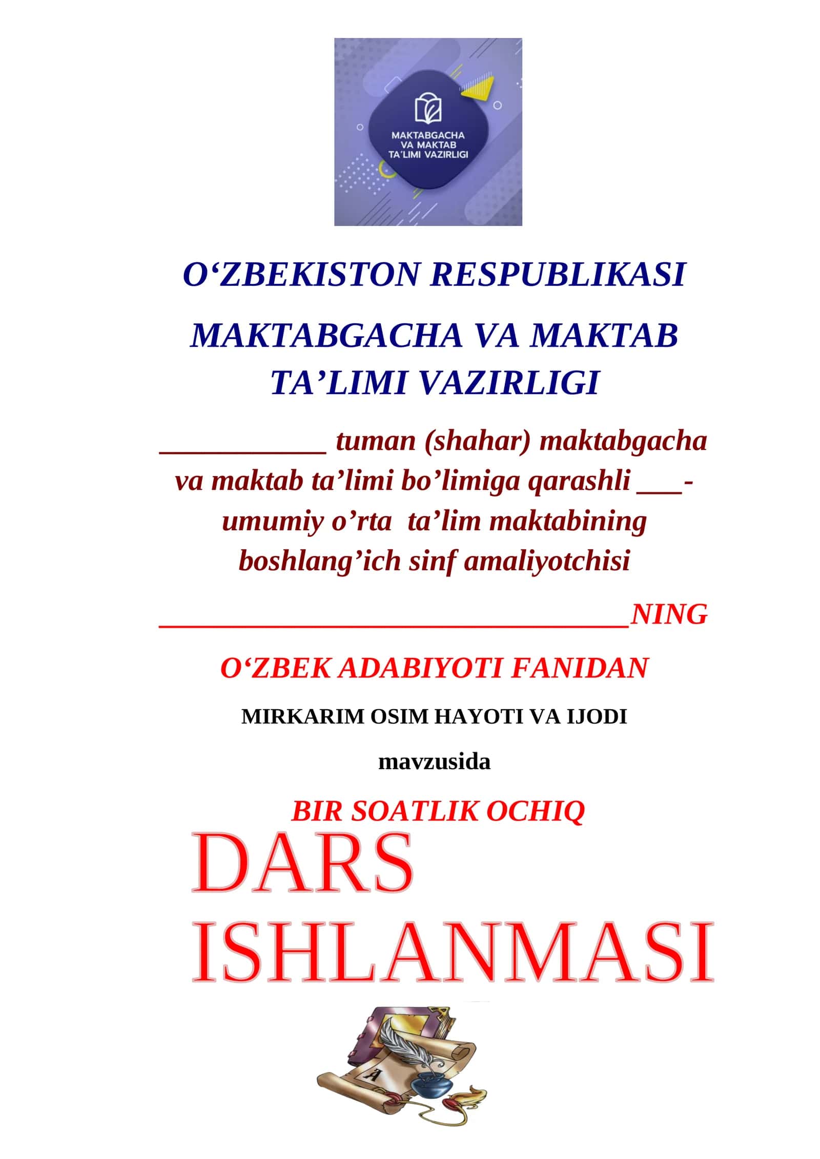 MIRKARIM OSIM HAYOTI VA IJODI 1