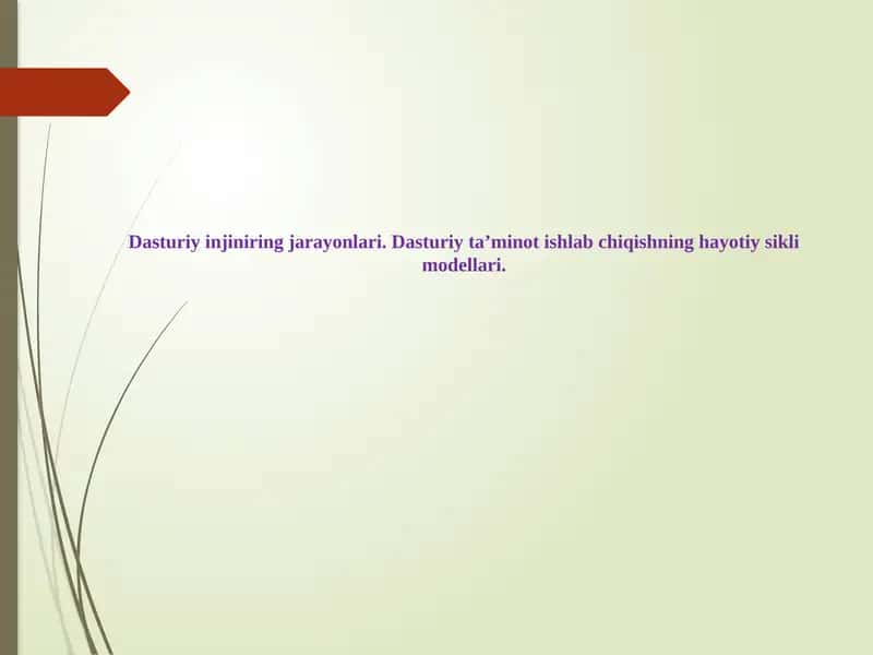 Dasturiy injiniring jarayonlari. Dasturiy ta’minot ishlab chiqishning hayotiy sikli modellari 1