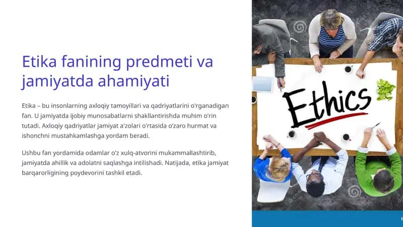 Etika fanining predmeti va jamiyatda ahamiyati 1