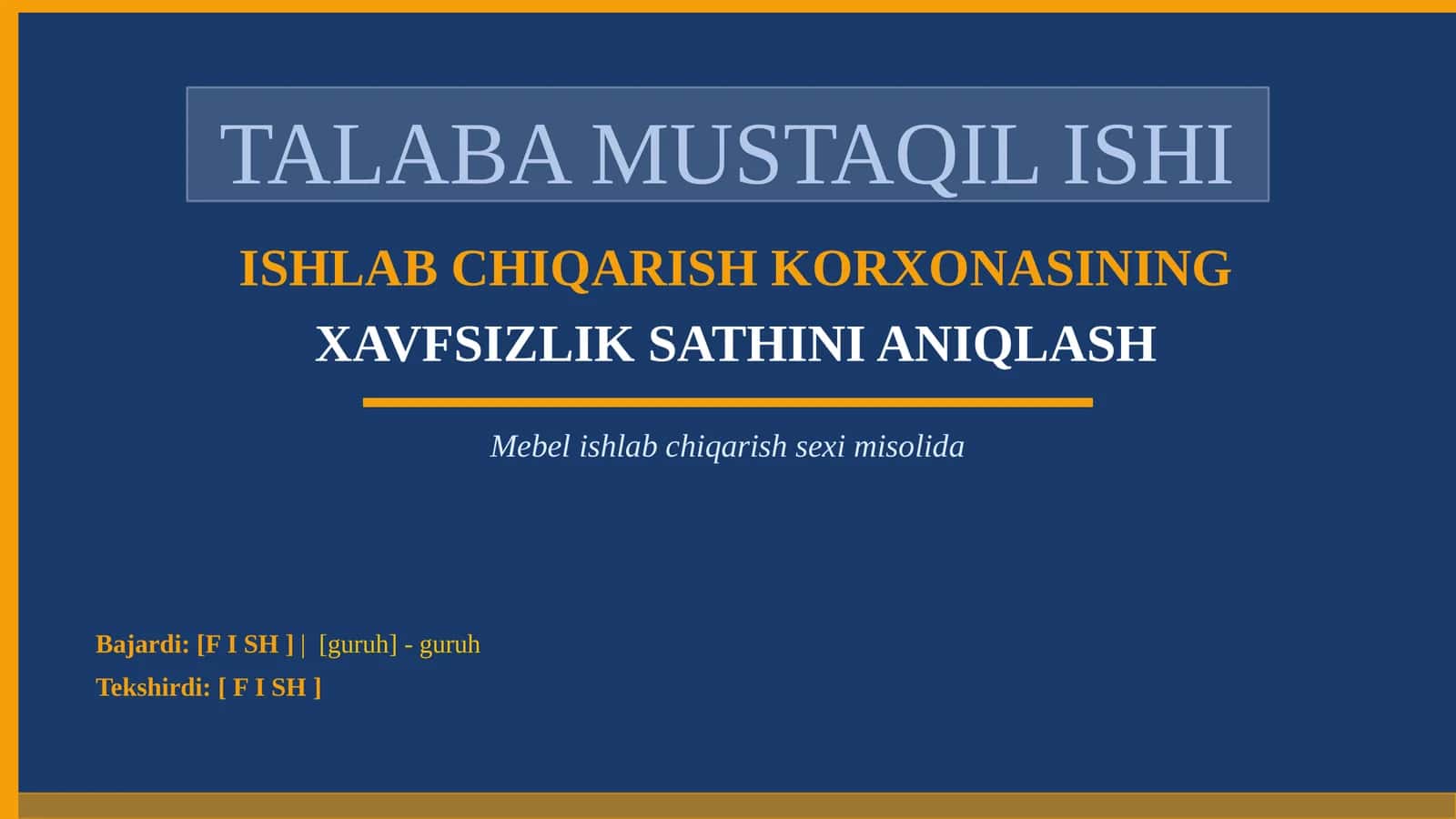 Xavfsizlik sathini aniqlash 1