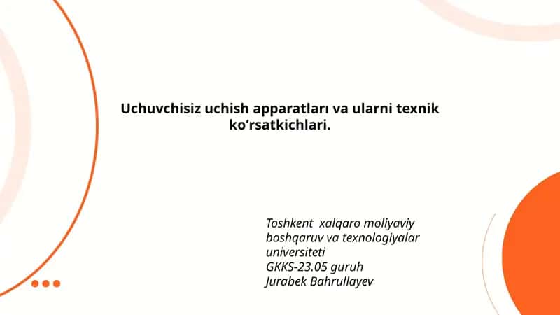 Uchuvchisiz uchish apparatlari va ularni texnik korsatkichlari 1