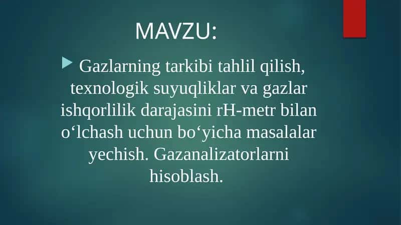 Gazlarning tarkibi tahlil qilish 1