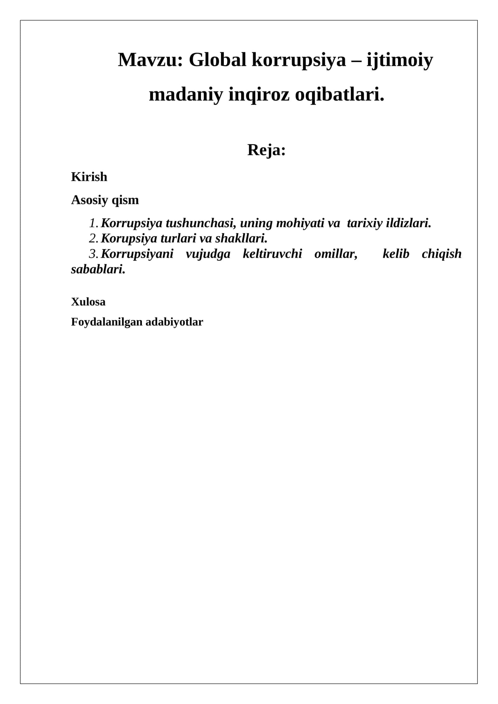 Global korrupsiya – ijtimoiy madaniy inqiroz oqibatlari 1