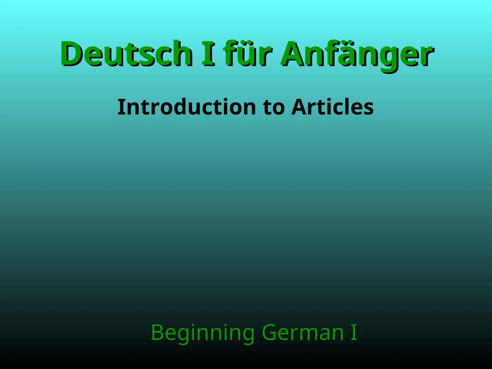 Deutsch I für Anfänger 1