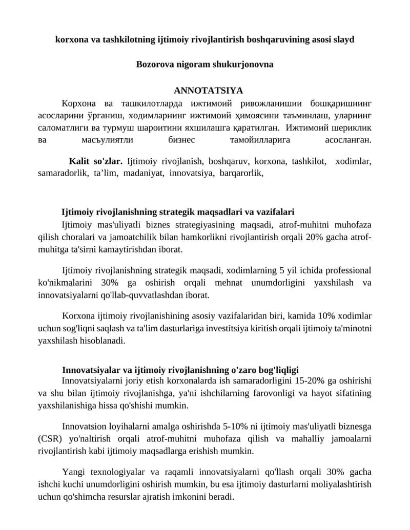 Ijtimoiy rivojlanish boshqaruvining asoslari slayd 1