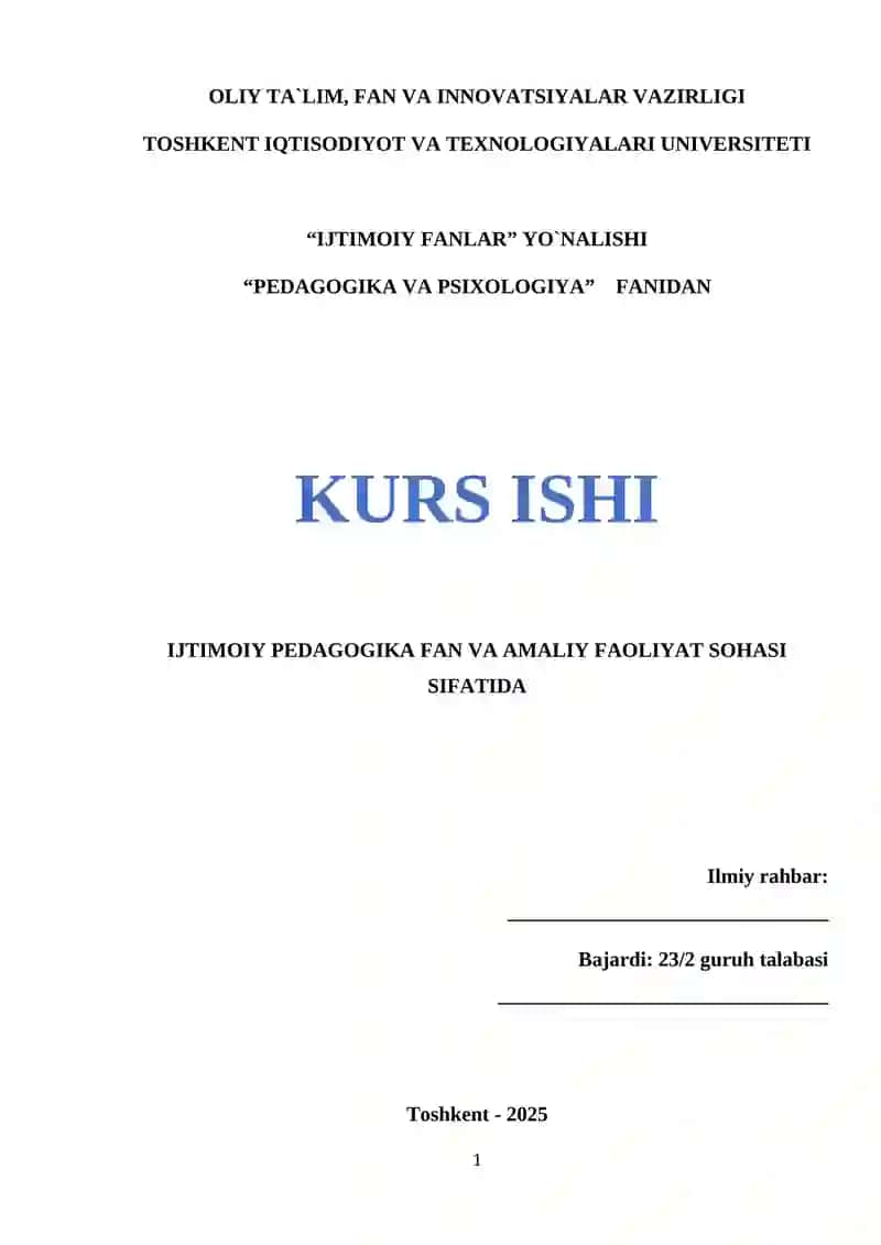 Ijtimoiy pedagogika fani 1