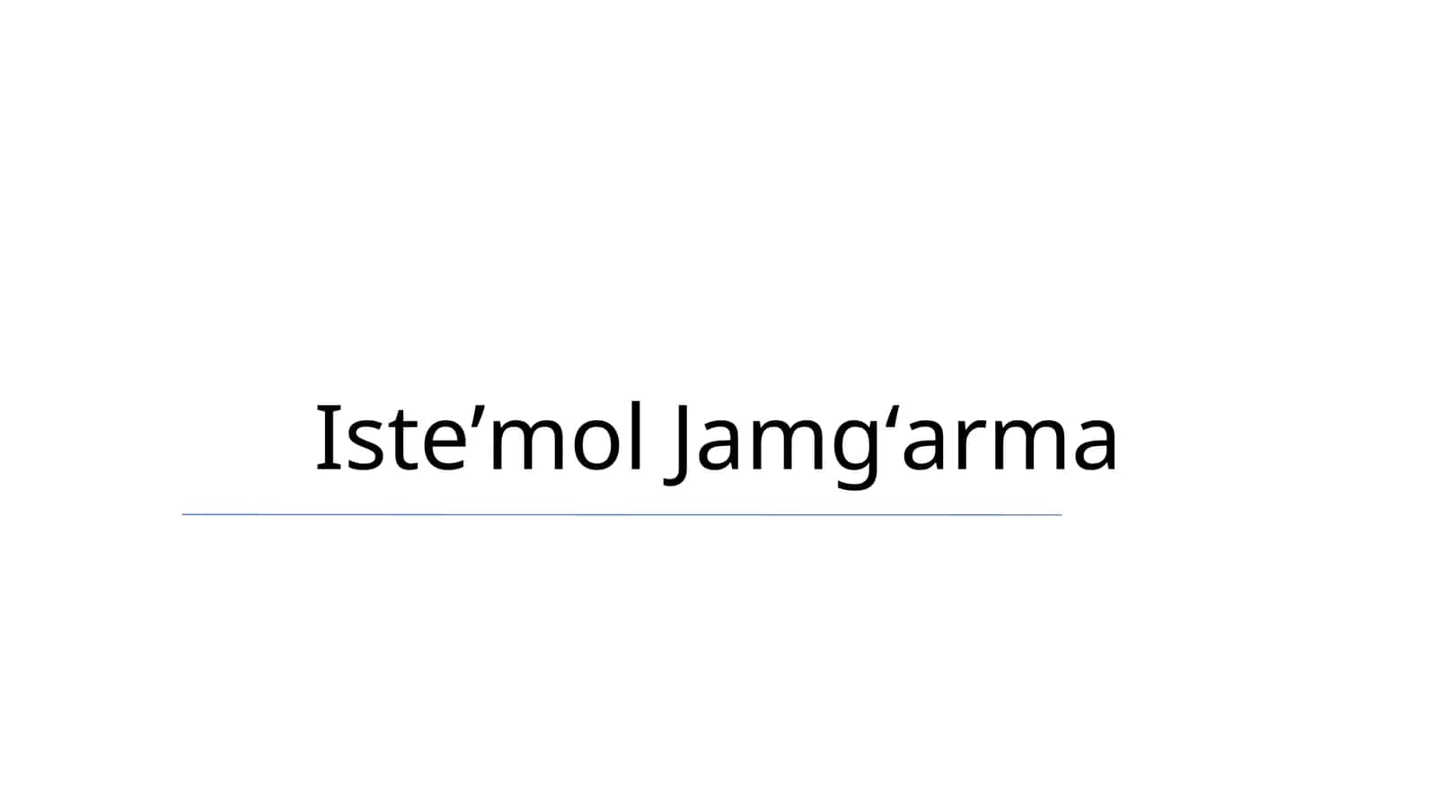 Isteʼmol Jamgʻarma 1