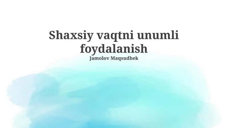 Texnologiyalardan samarali foydalanish 1