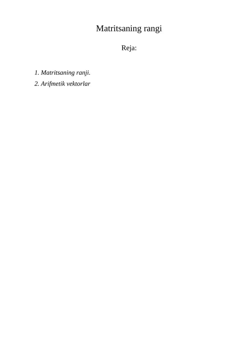 Matritsaning rangi 1