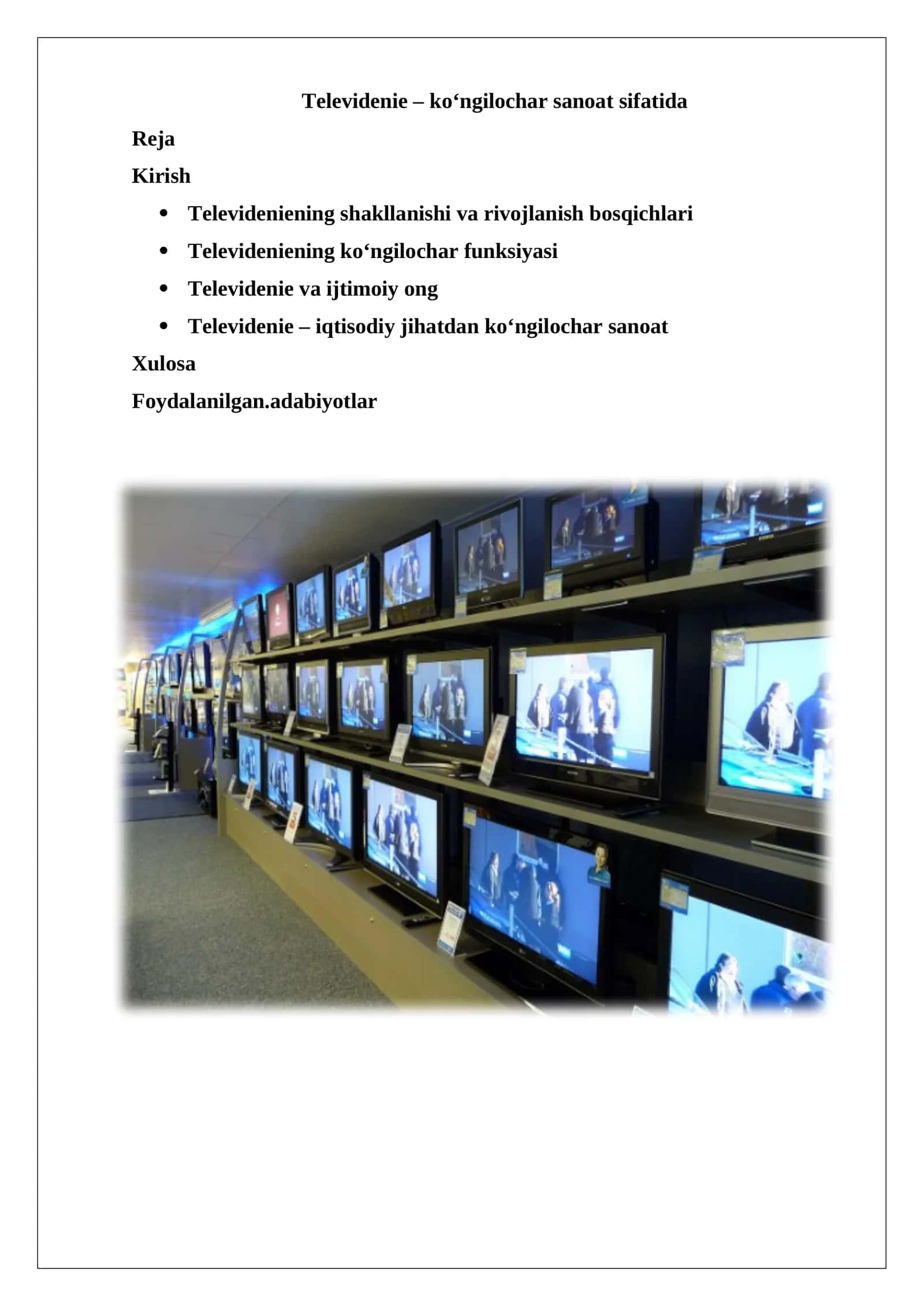 Televidenie – ko‘ngilochar sanoat sifatida 1