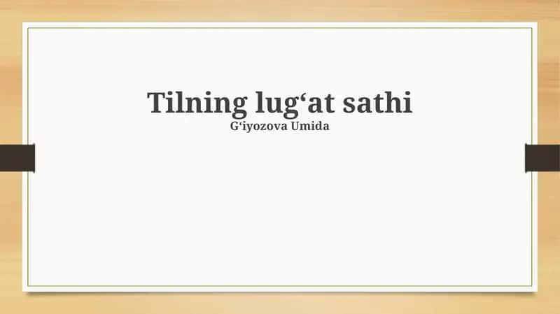Nutq lug'atining darajalari 1