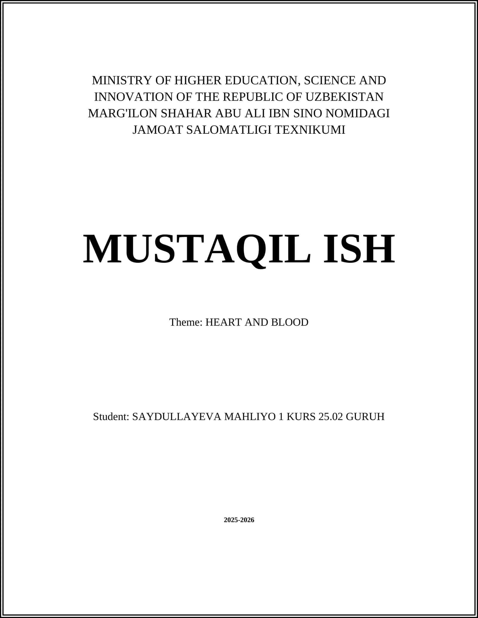 MARG'ILON SHAHAR ABU ALI IBN SINO NOMIDAGI JAMOAT SALOMATLIGI TEXNIKUMI 1