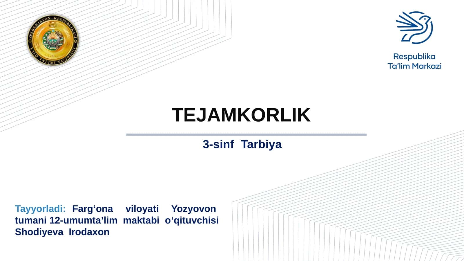 3-sinf Tarbiya fanidan Tejamkorlik dars taqdimoti 1