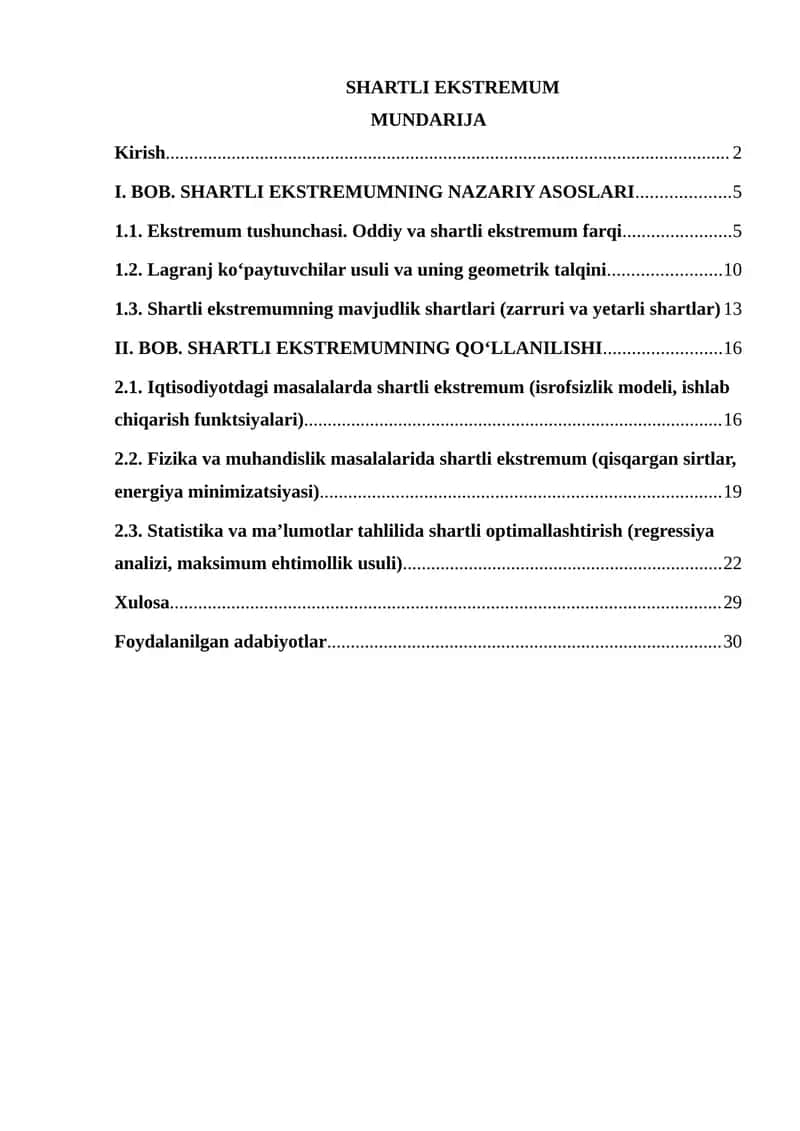 SHARTLI EKSTREMUM 1