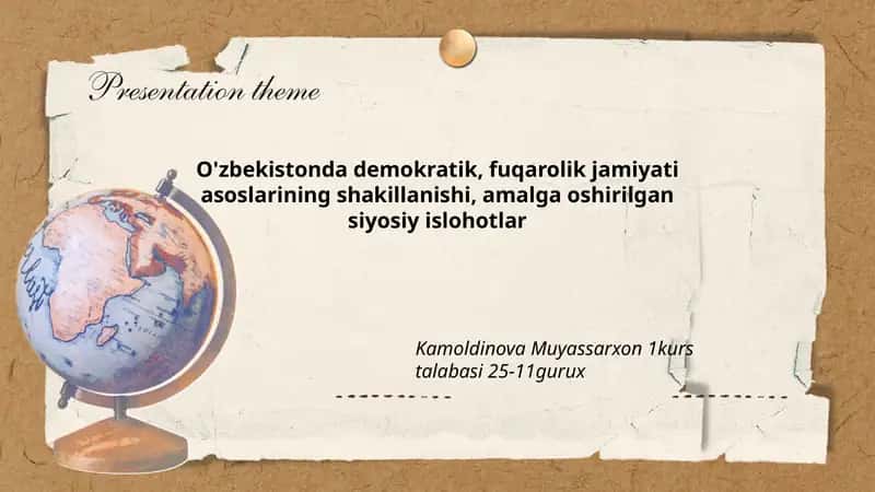O'zbekistonda demokratik jamiyatning shakllanishi 1