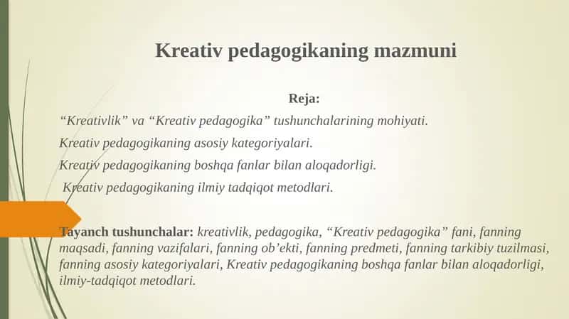 Kreativ pedagogikaning mazmuni 1