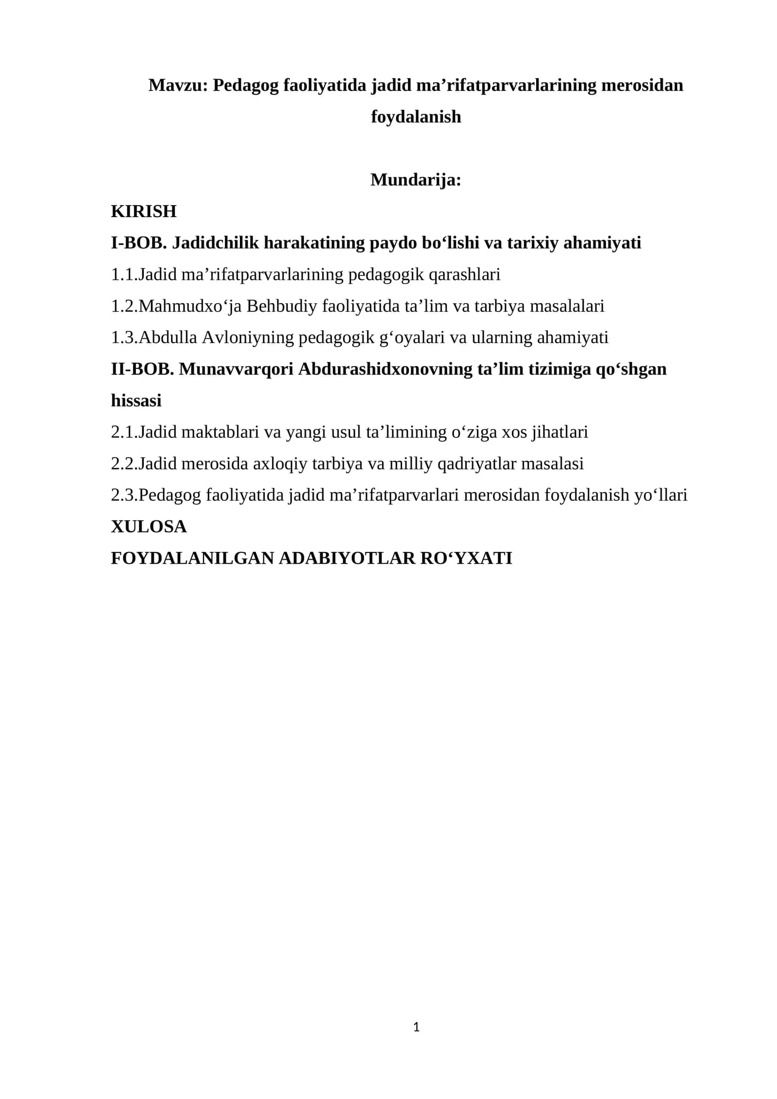 Pedagog faoliyatida jadid ma’rifatparvarlarining merosidan foydalanish 1