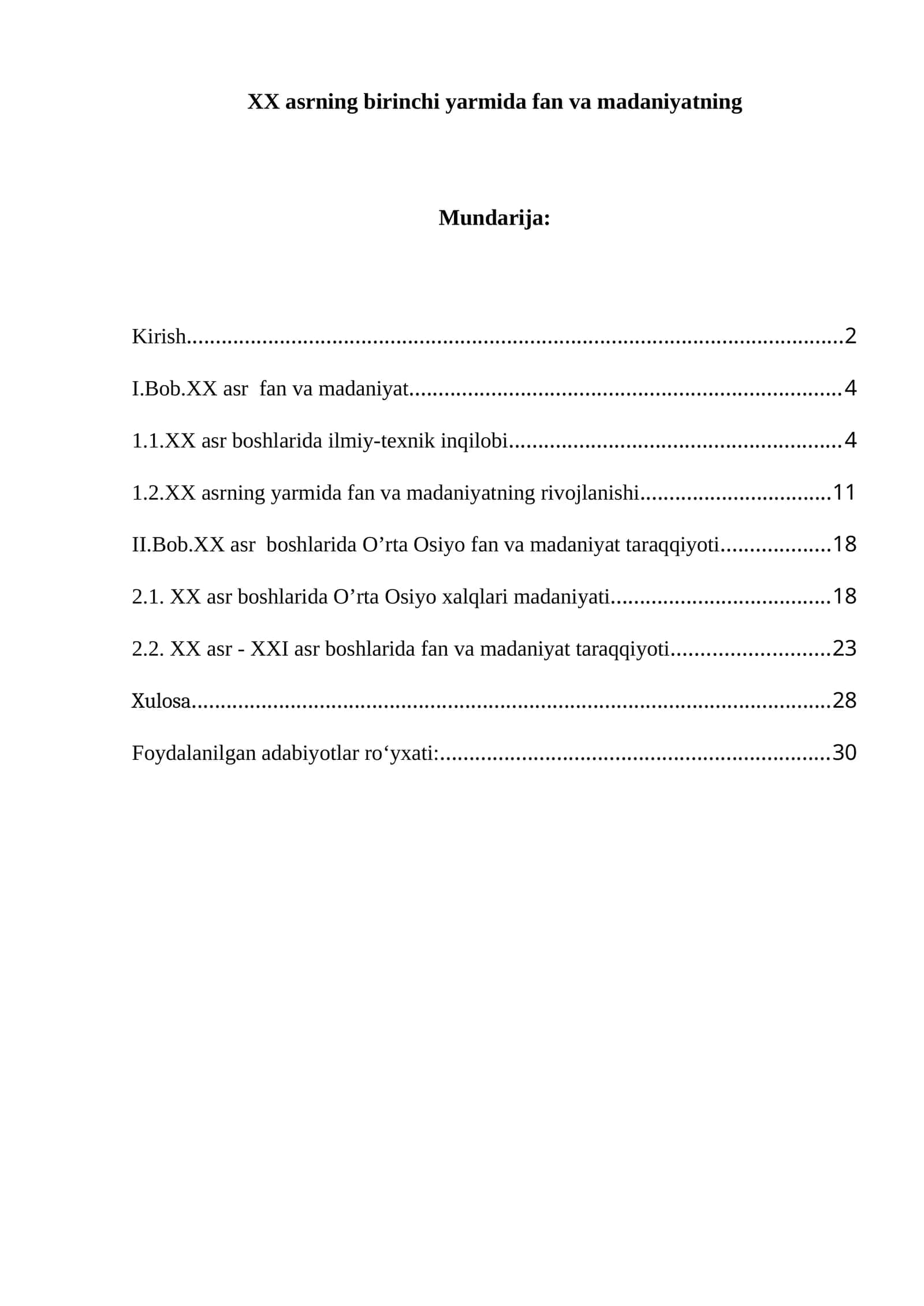 XX asr boshlarida O’rta Osiyo fan va madaniyat taraqqiyoti 1