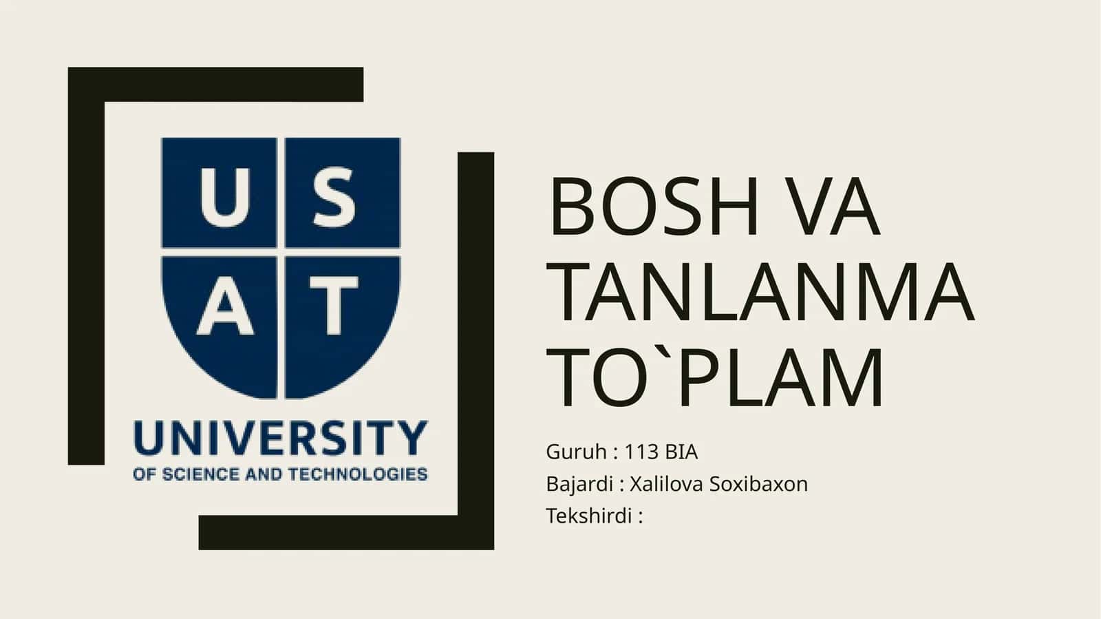 Bosh va tanlanma to`plam 1