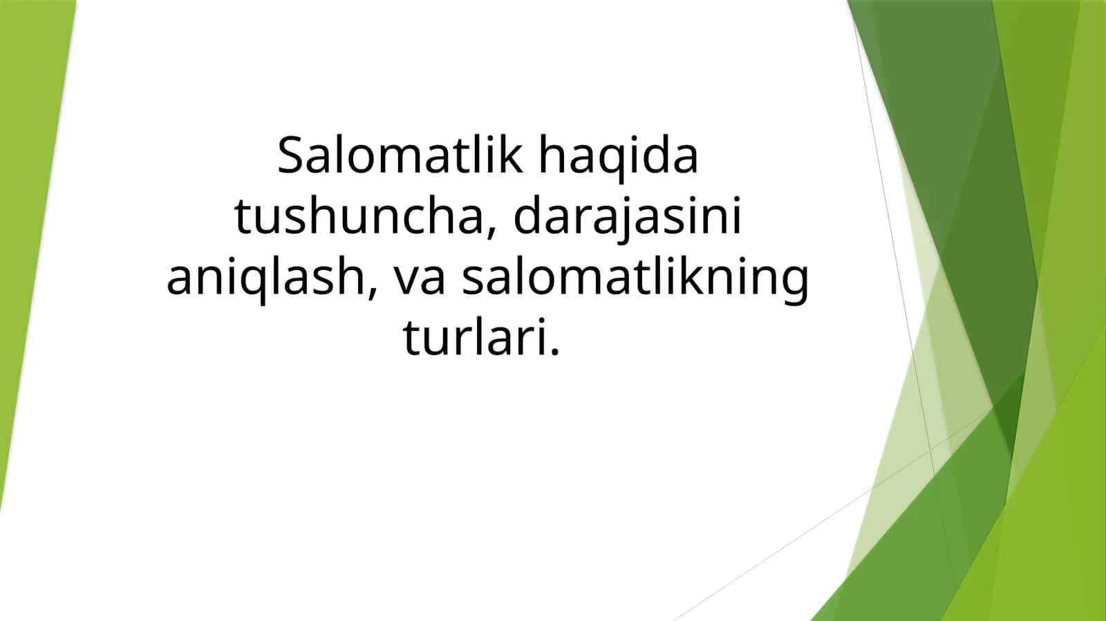Salomatlik(sog’lik). Gospital pedagogika 1