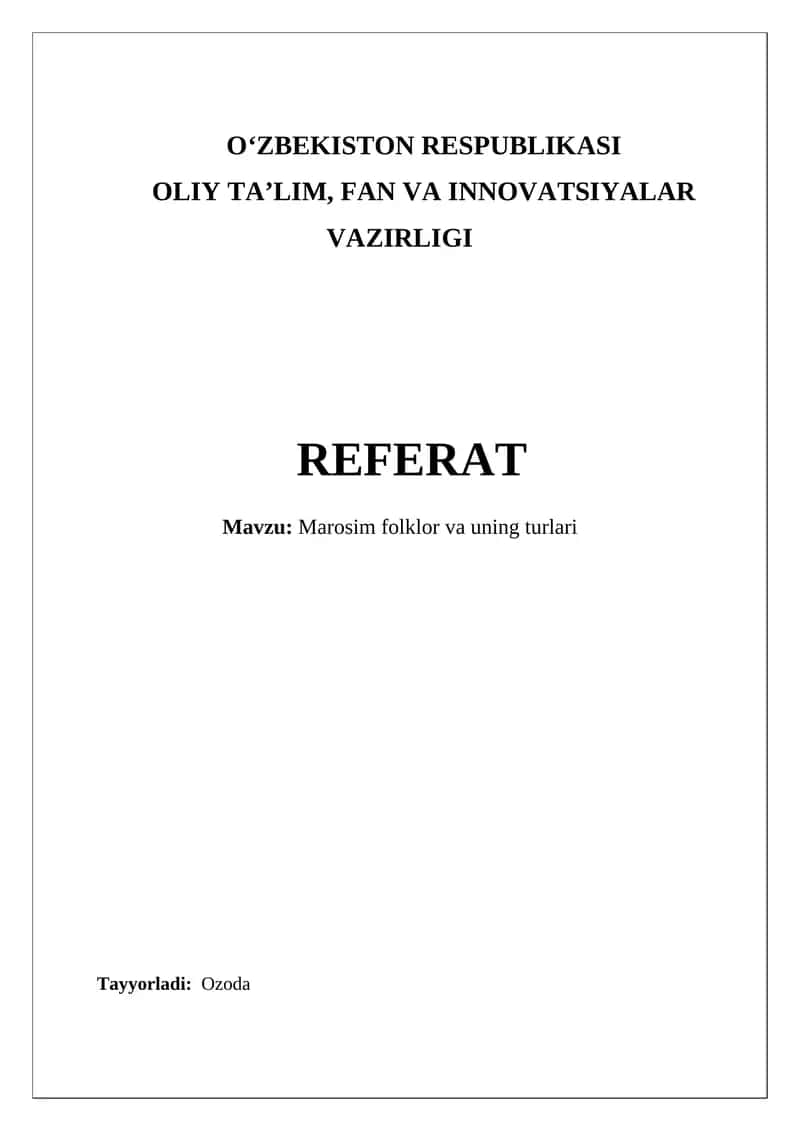 Marosim folklor va uning turlari 1