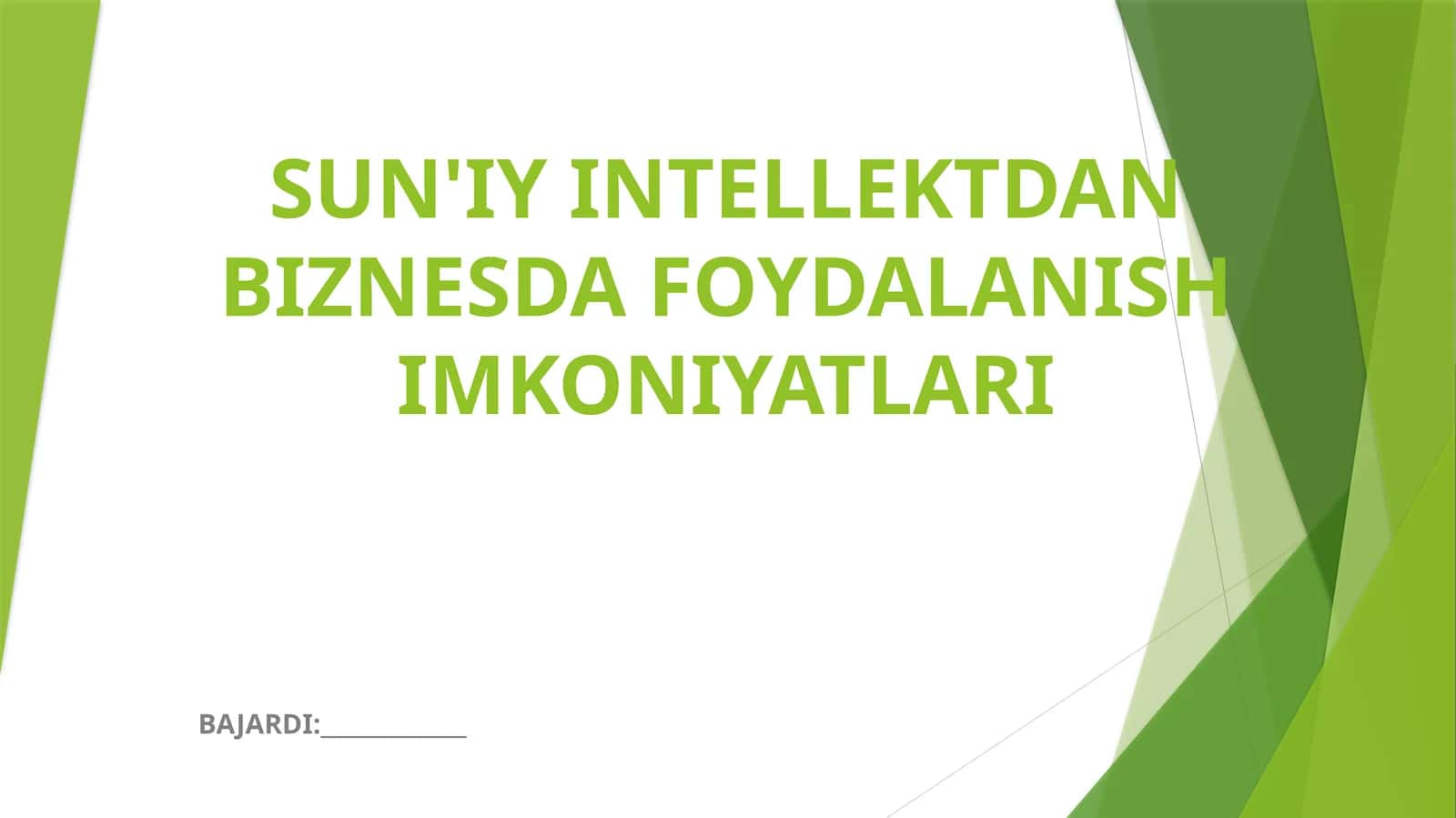 SUN'IY INTELLEKTDAN BIZNESDA FOYDALANISH IMKONIYATLARI 1
