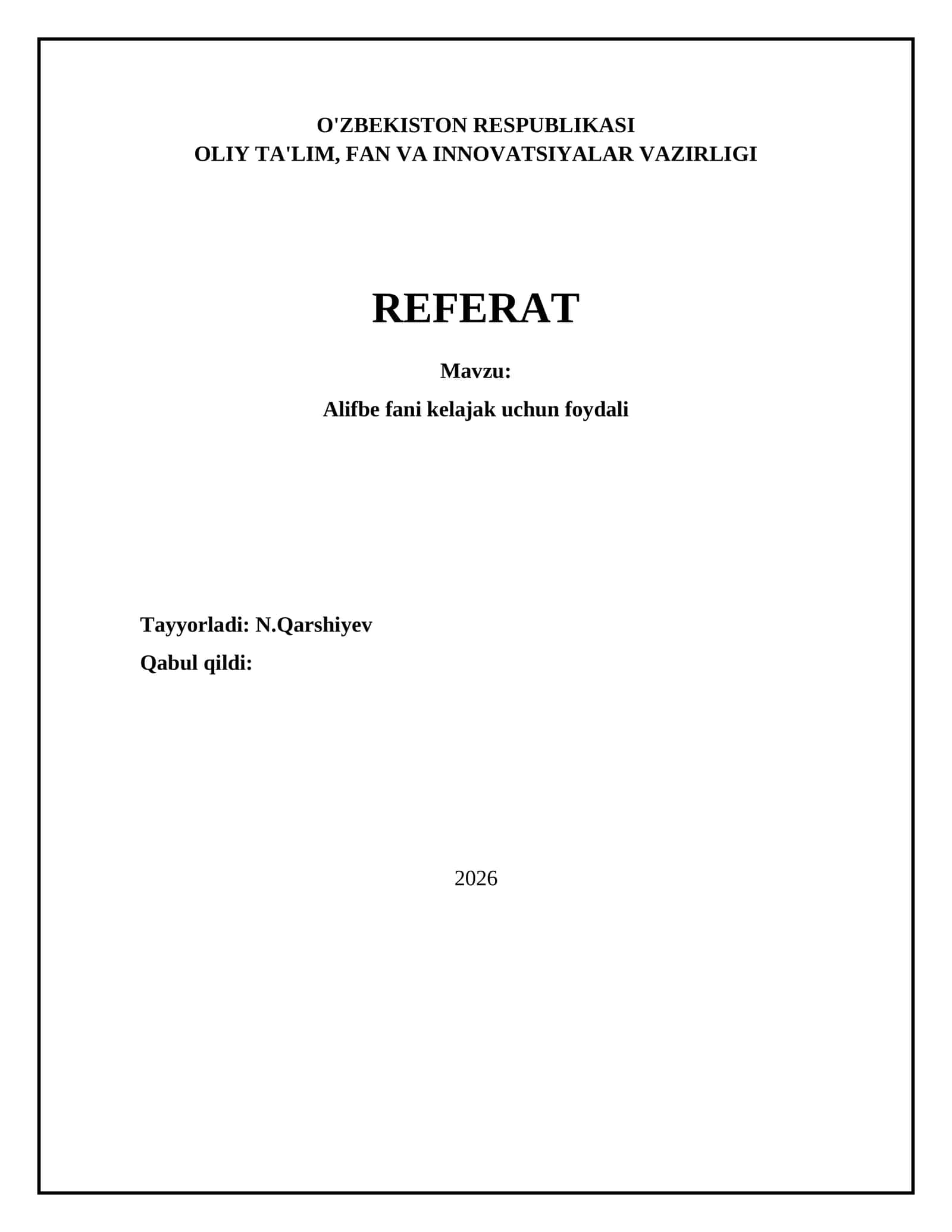 Alifbe fani kelajak uchun foydali 1