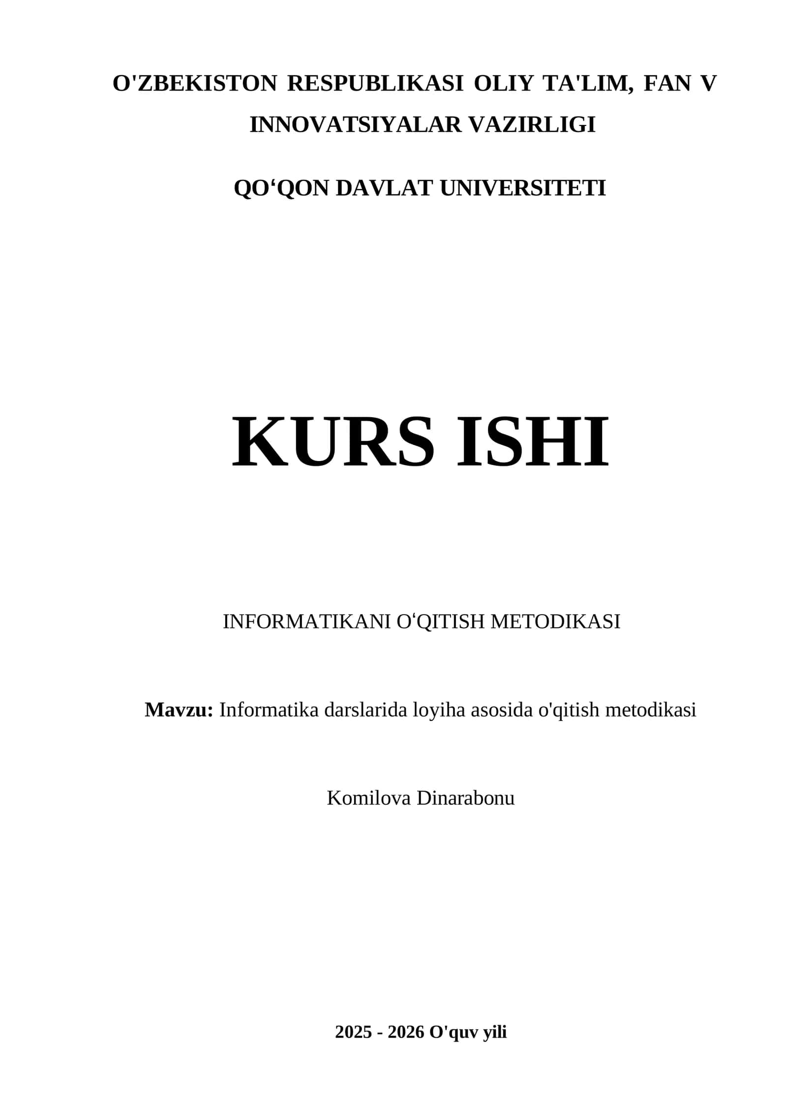 Informatikani oʻqitish metodikasi 1