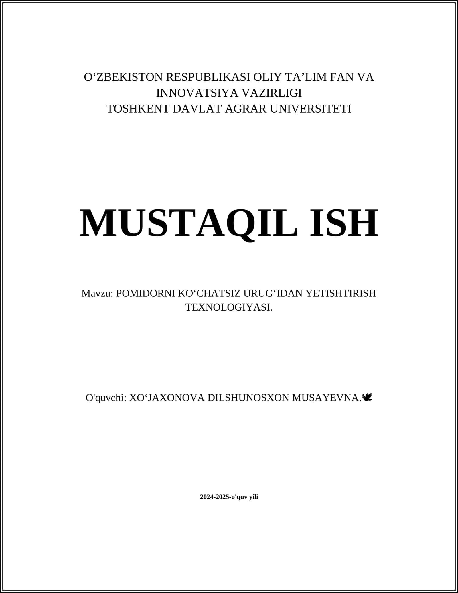 POMIDORNI KOʻCHATSIZ URUGʻIDAN YETISHTIRISH TEXNOLOGIYASI 1