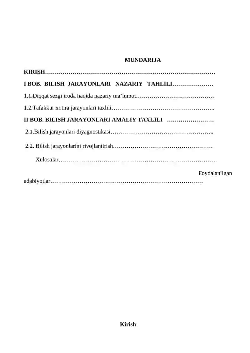 BILISH JARAYONLARI 1