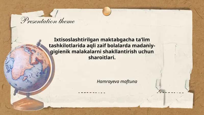Ixtisoslashtirilgan maktabgacha ta’lim muassasalarida aqli zaif bolalarga gigienik odatlarni shakllantirish metodikasi 1
