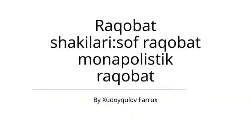 Monopolistik Raqobat 1
