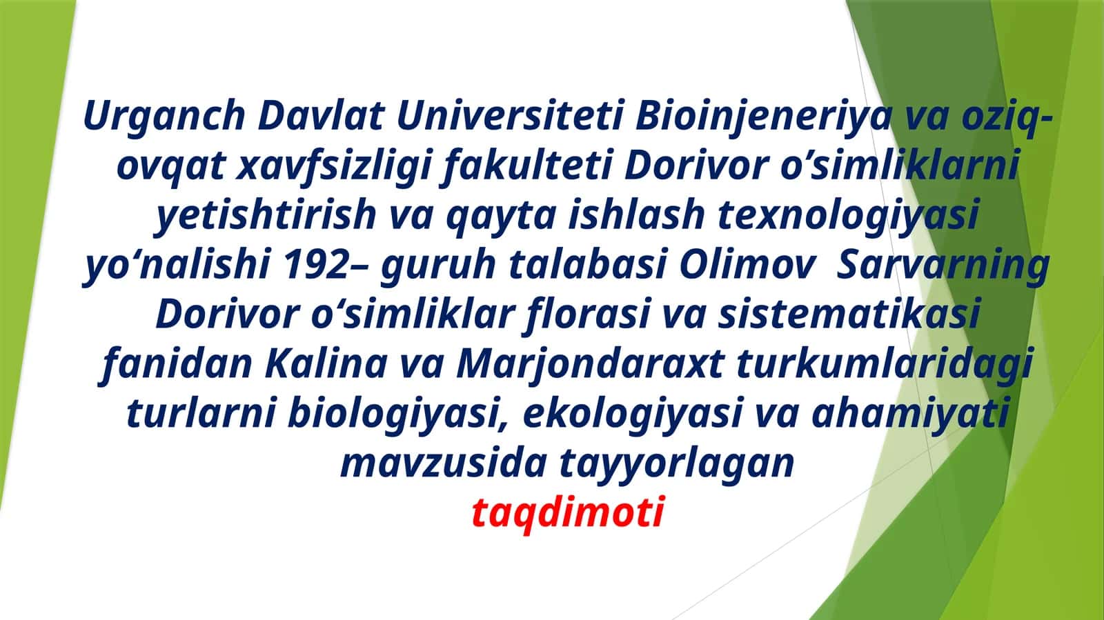 Kalina va Marjondaraxt turlari biologiyasi 1