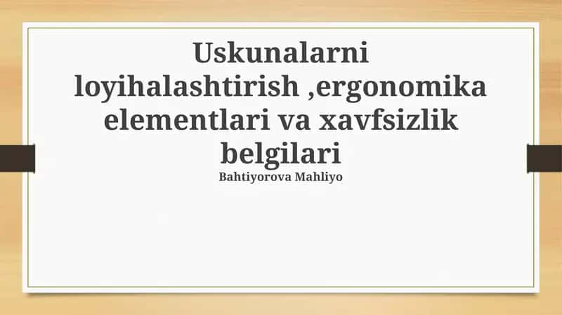 Uskunalar Dizayni Asoslari 1