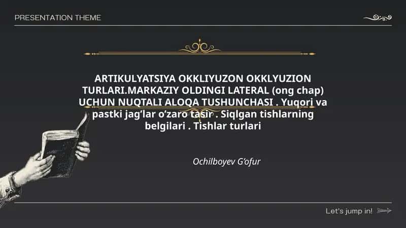 ARTIKULYATSIYA OKKLIYUZON OKKLYUZION TURLARI 1