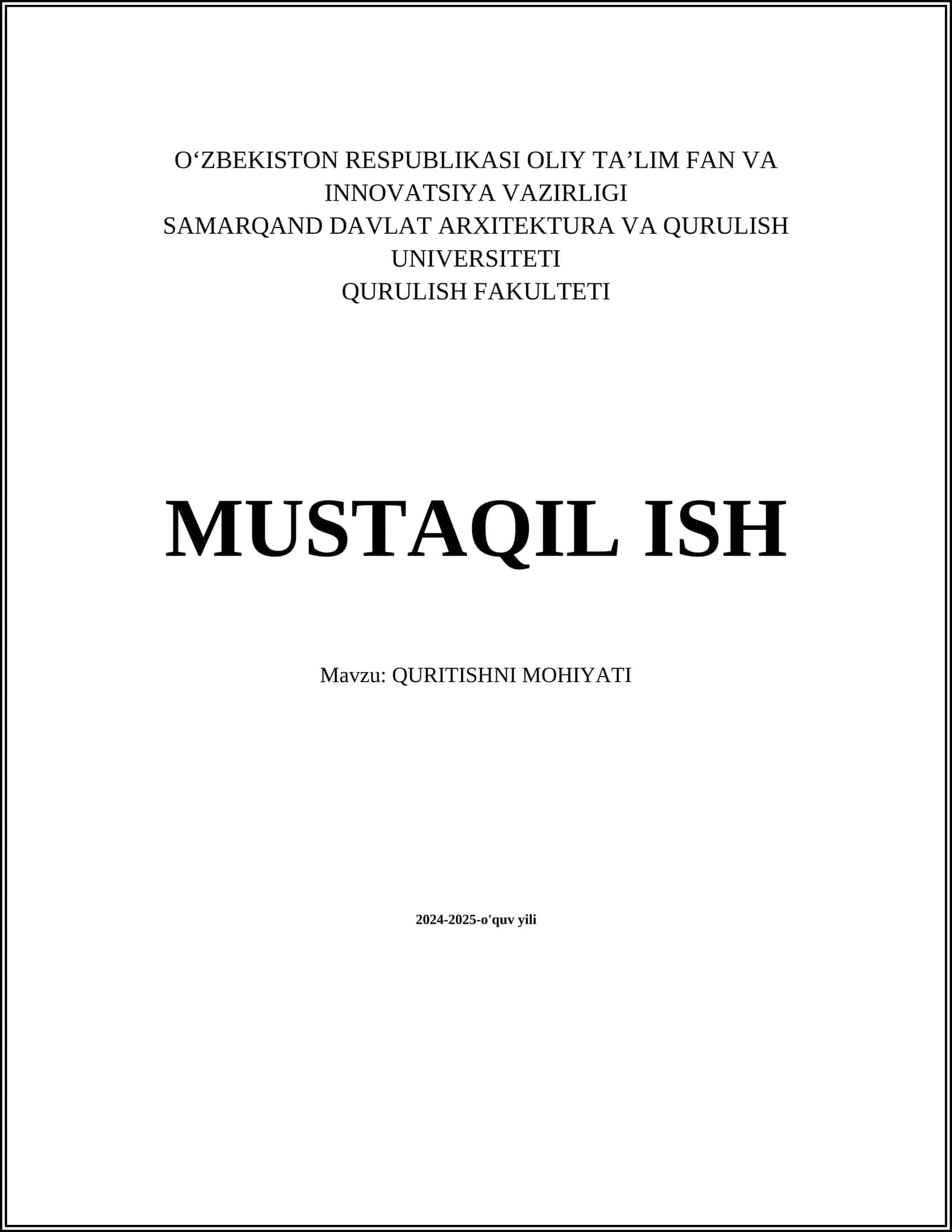 Quritishni Mohiyati 1