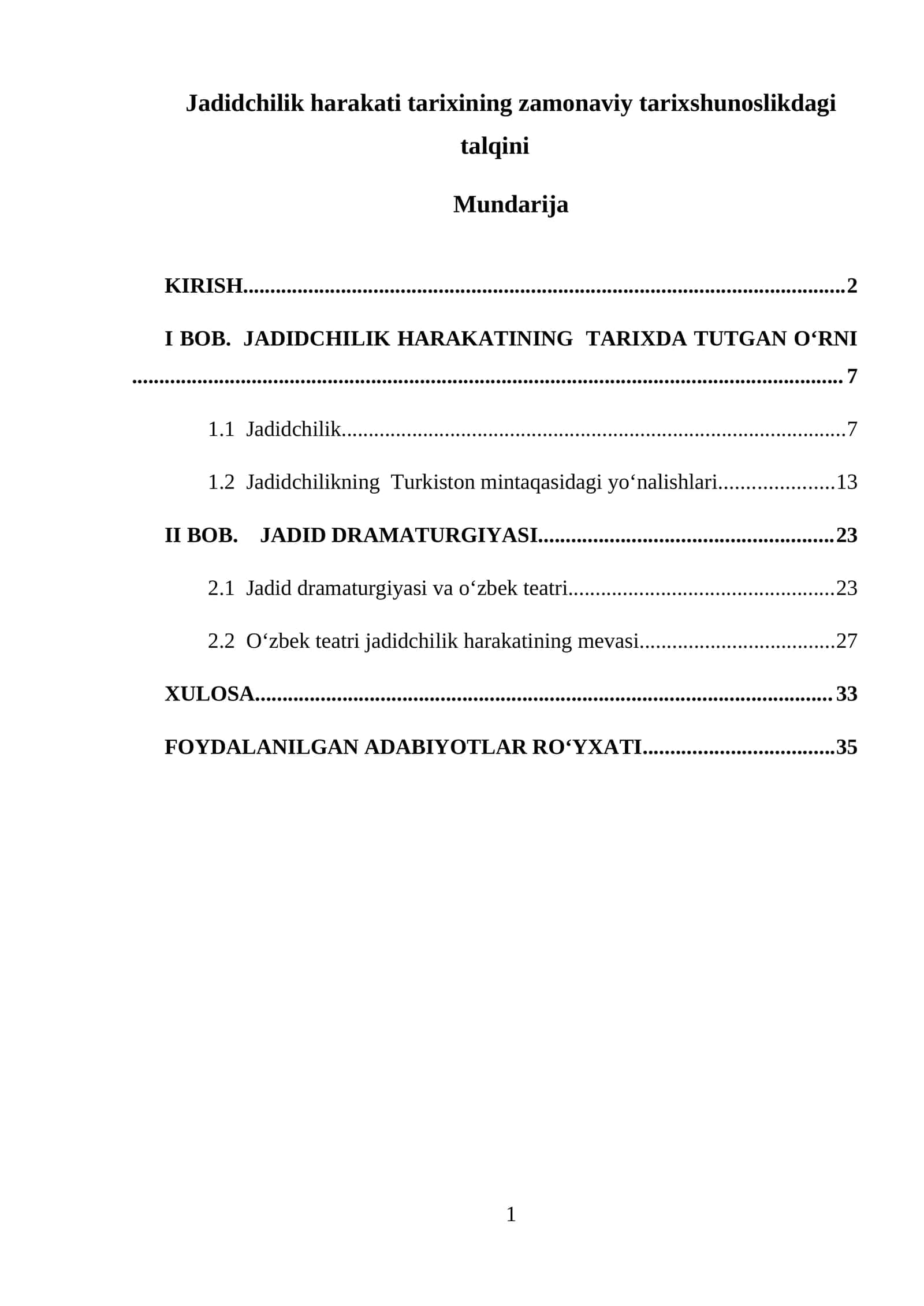 Jadidchilik harakati tarixining zamonaviy tarixshunoslikdagi talqini 1