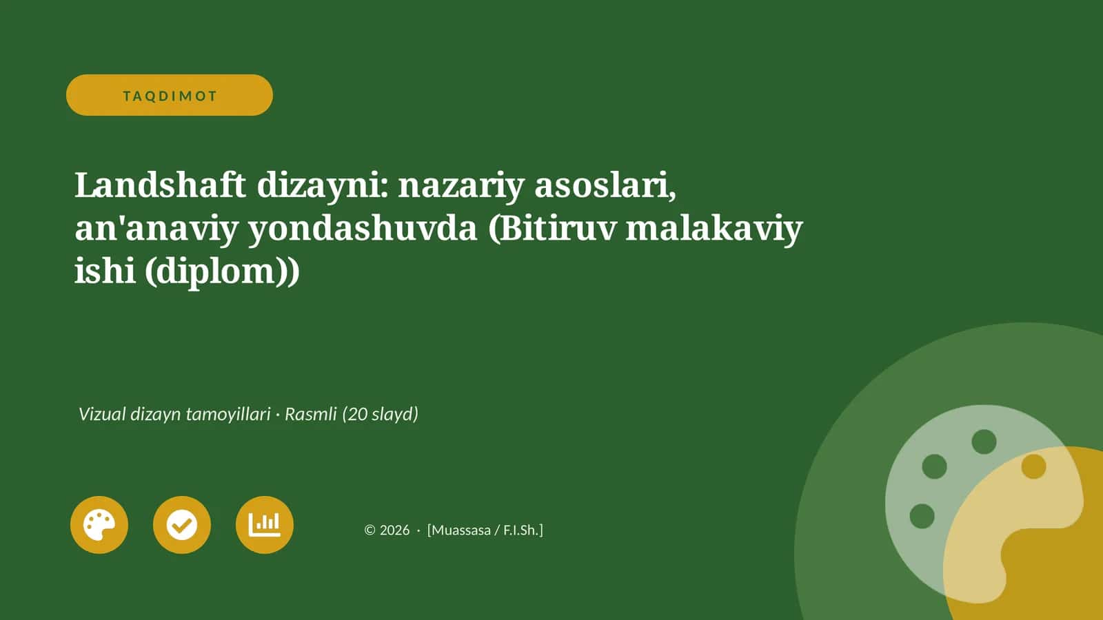 Landshaft dizayni: nazariy asoslari, an'anaviy yondashuvda (Bitiruv malakaviy ishi (diplom)) 1
