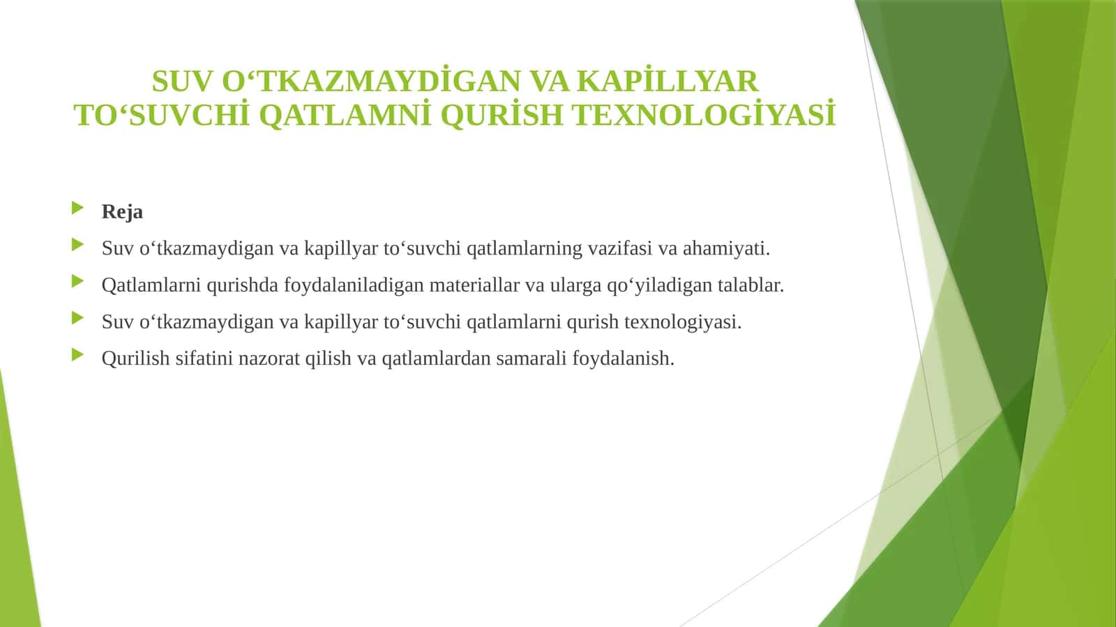 Suv o‘tkazmaydigan va kapillyar to‘suvchi qatlamlarning vazifasi 1