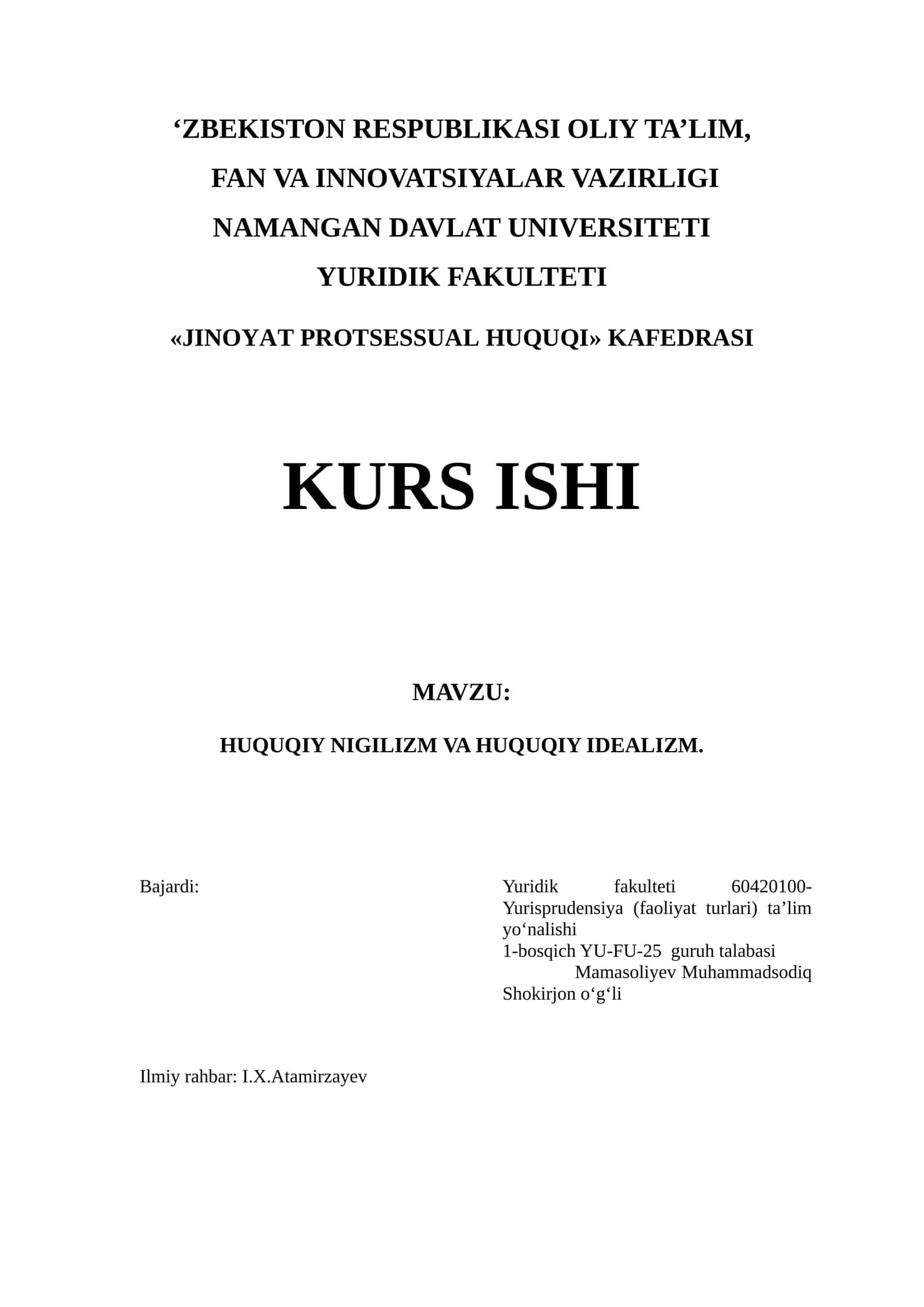 HUQUQIY NIGILIZM VA HUQUQIY IDEALIZM 1