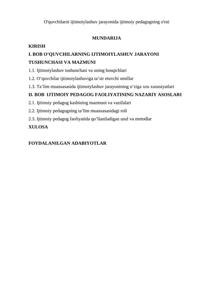 Ijtimoiylashuv jarayonida ijtimoiy pedagogning o'rni 1