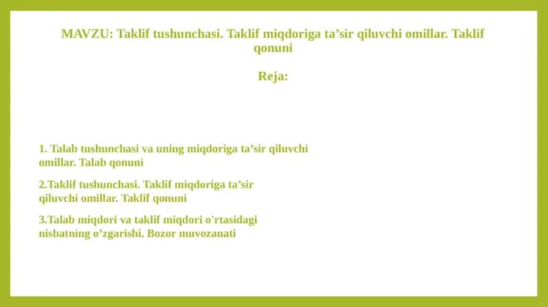 Taklif tushunchasi 1